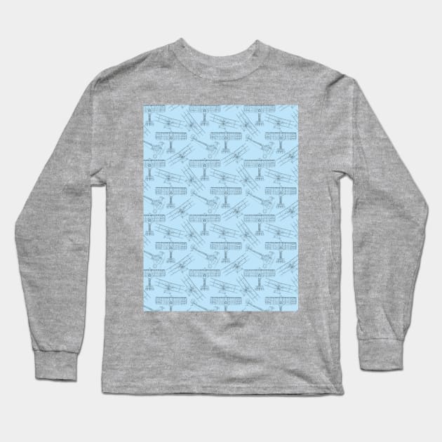 Airplanes for Days Continuous Pattern Long Sleeve T-Shirt by CorrieMick